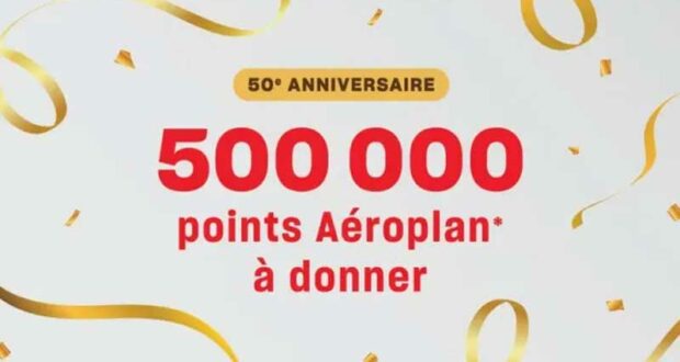 5 prix de 100 000 points Aéroplan à gagner (3000 $ chaque)