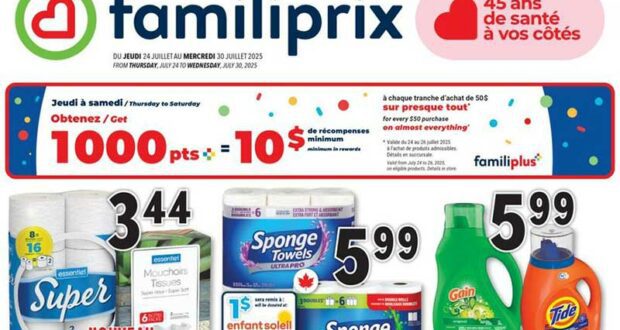 Circulaire Familiprix du 24 juillet au 30 juillet 2025