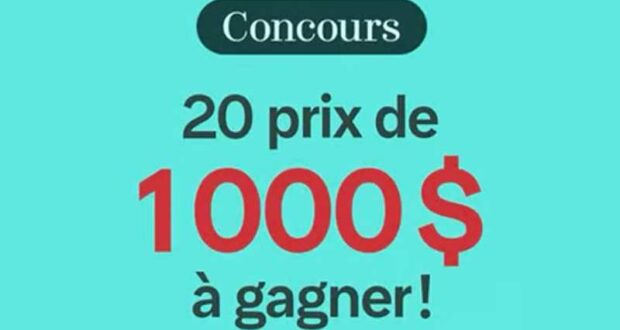 Gagnez 20 Prix de 1000 $ en argent