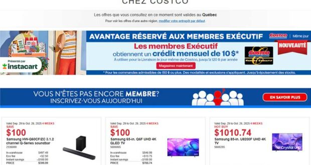 Circulaire Costco du 29 septembre au 26 octobre 2025
