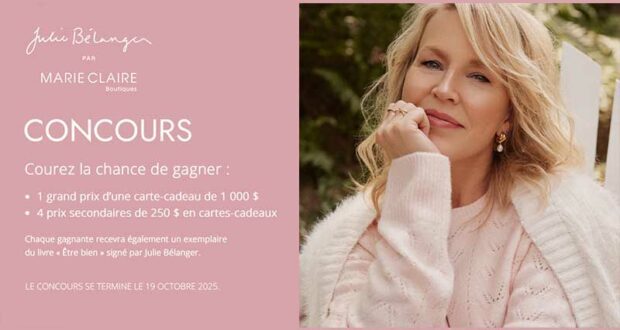 Gagnez 1 carte-cadeau Marie-Claire de 1 000$