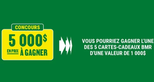 Gagnez 5 cartes-cadeaux BMR de 1000 $ chacune