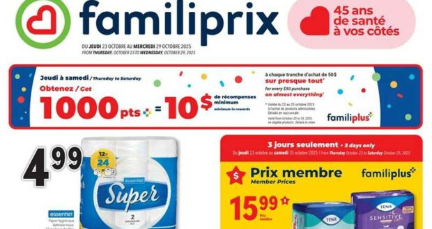 Circulaire Familiprix du 23 octobre au 29 octobre 2025