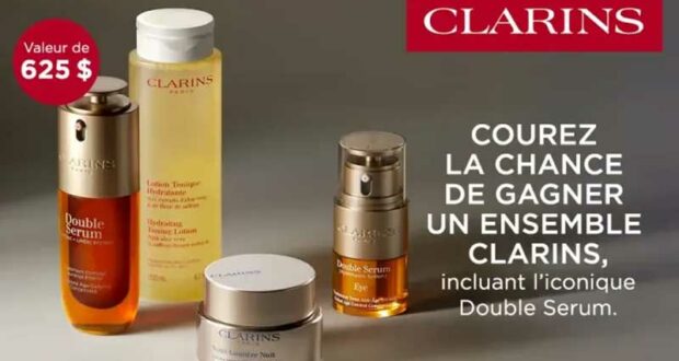 Gagnez Un ensemble de produits Clarins de 625 $