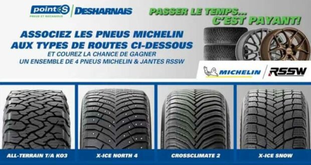 Gagnez un ensemble de pneus Michelin + jantes RSSW (1450 $)