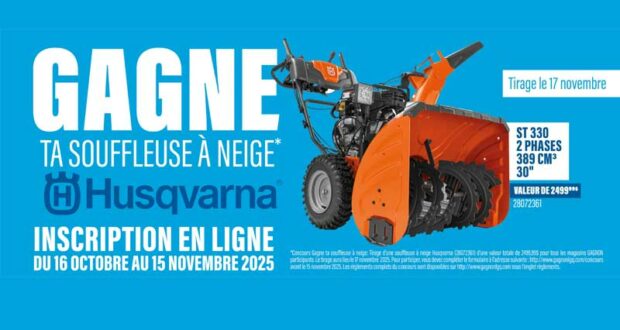 Gagnez une Souffleuse à Neige Husqvarna (2500 $)