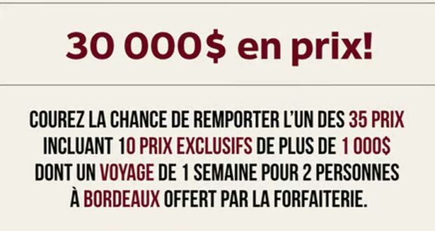 Gagnez 35 prix totalisant 30 000 $