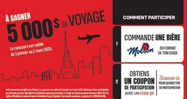 Gagnez Un crédit-voyage de 5 000 $ pour la destination de votre choix
