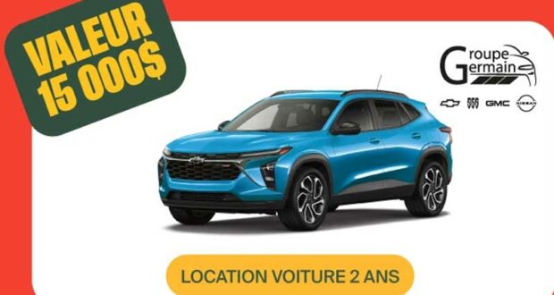 Gagnez une Location de 2 ans d'une Chevrolet Trax 2026 (15 000 $)