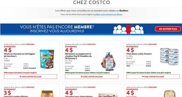 Circulaire Costco du 16 mars au 12 avril 2026