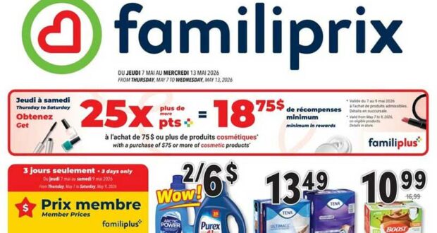 Circulaire Familiprix du 7 mai au 13 mai 2026