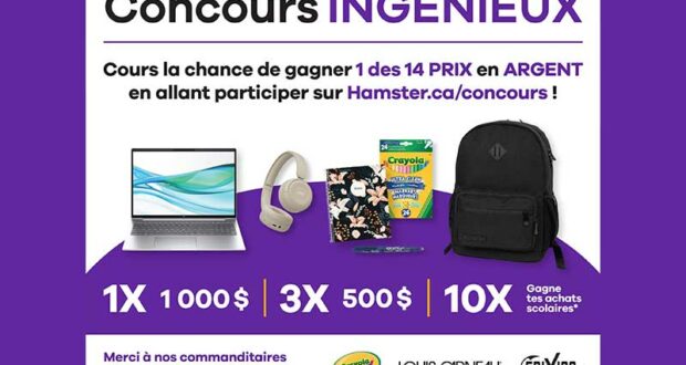 Gagnez 1000 $ en argent pour la rentrée scolaire