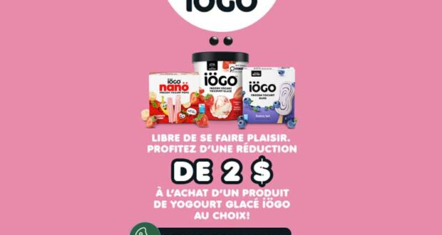 Économisez 2 $ sur le yaourt glacé iÖGO