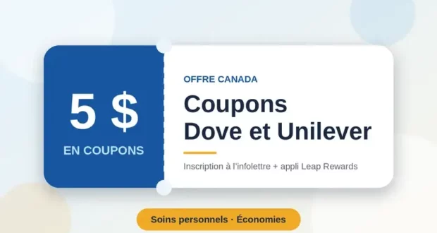 5 $ en coupons Dove et Unilever