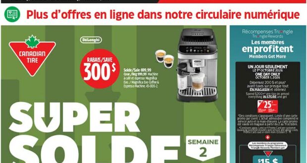 Circulaire Canadian Tire du 1 octobre au 7 octobre 2026